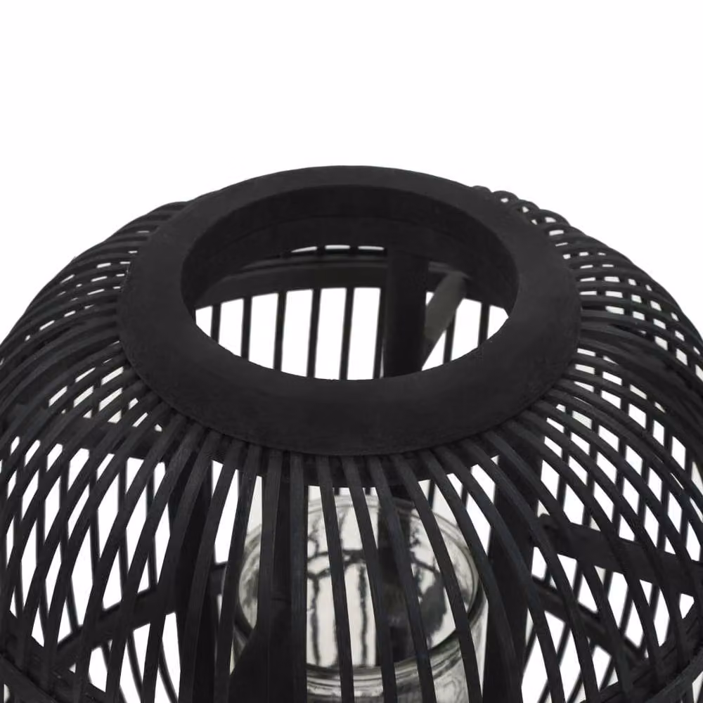 Berkfield Home Freestanding Bamboo Candle Lantern Holder, Black – 2