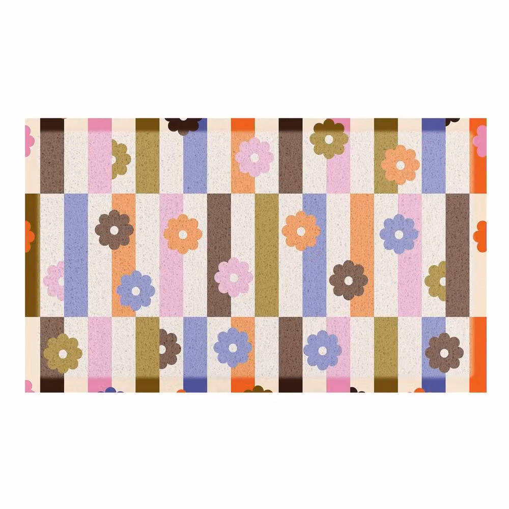 Artsy Mats Elizabeth Olwen Petal Stripes Indoor/Outdoor Doormat in Purple and Multicolour, W/D/H: 70 x 40 cm – 2
