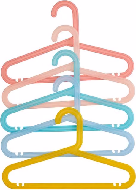 Orsina Set of 20 Multicolour Plastic Kids Clothing Hangers with Notches and Contoured Shoulders