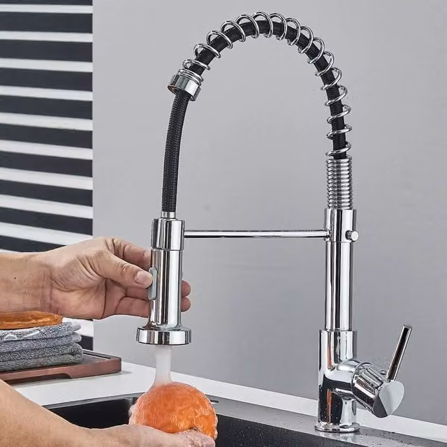 Kelvenix Chrome Kitchen Mixer Tap with Pull Out Spray in Silver