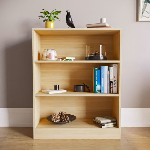 Vida Designs Modern Oak Bookcase with Back Panel, Width: 75 cm, Height: 60 cm, Depth: 24 cm