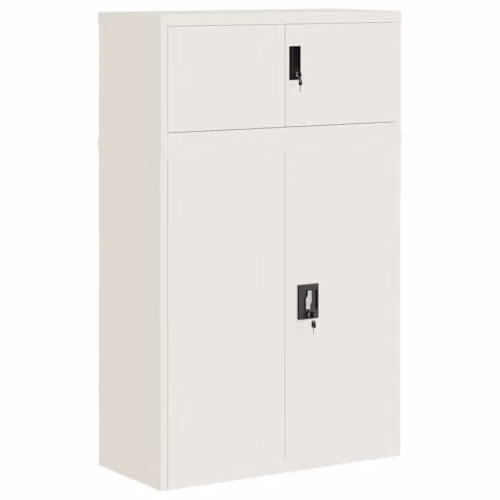 vidaXL Metal File Cabinet in White with Lock and Adjustable Shelves, W/D/H: 90 x 40 x 145 cm