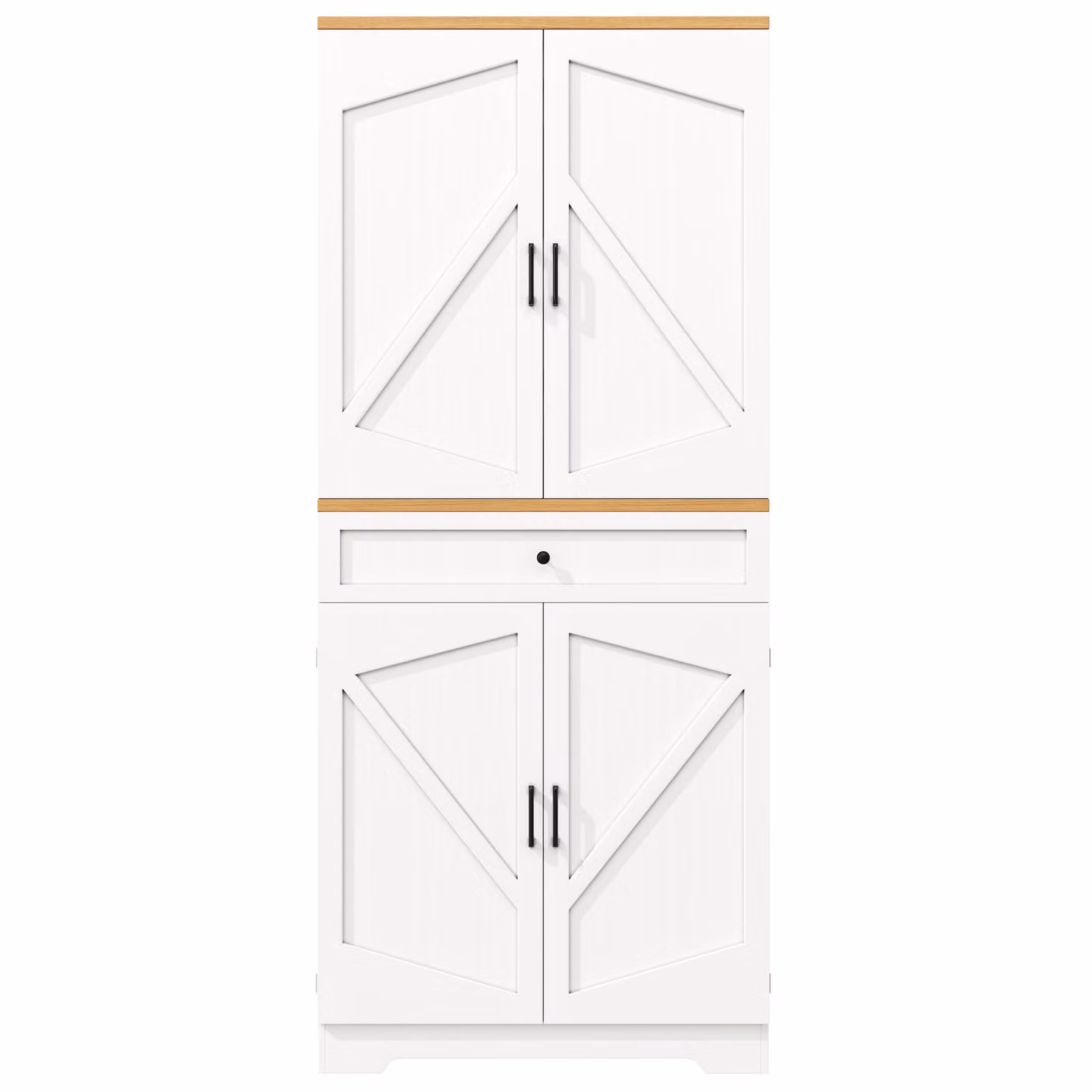 Aosom UK Tall Kitchen Sideboard in White with Double-Door Cabinets and Internal Storage, H 180 x W 40 x D 80 cm – 2