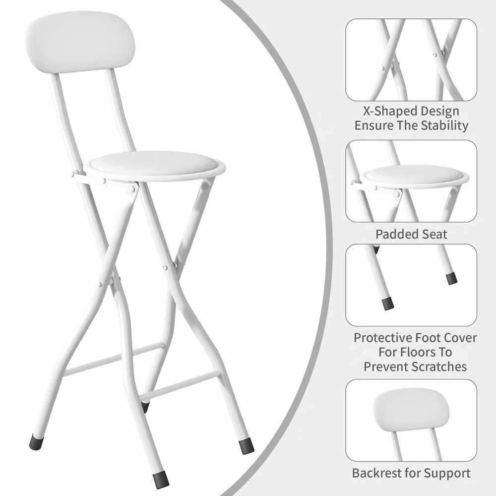 MCC Direct Padded Folding Breakfast Bar Stool High Chair in Grey and White – 2