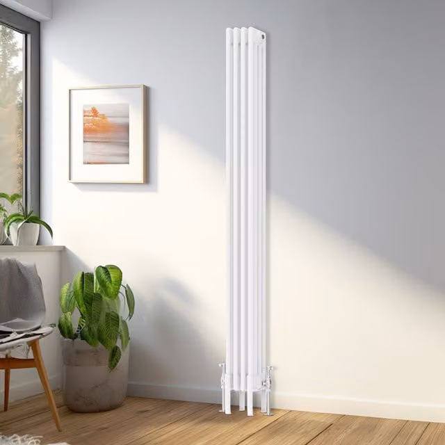 Right Radiators Traditional 4 Column Vertical Radiator, White, H 180 cm x W 20 cm
