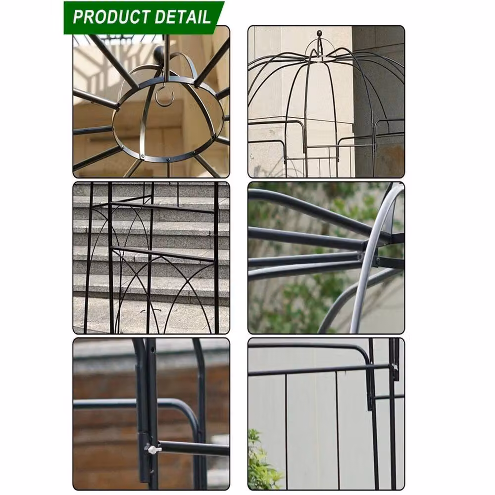NESTLUNE Metal Garden Rose Arch Trellis Bird Cage Shape in Black, H 100 cm x W 15 cm – 2