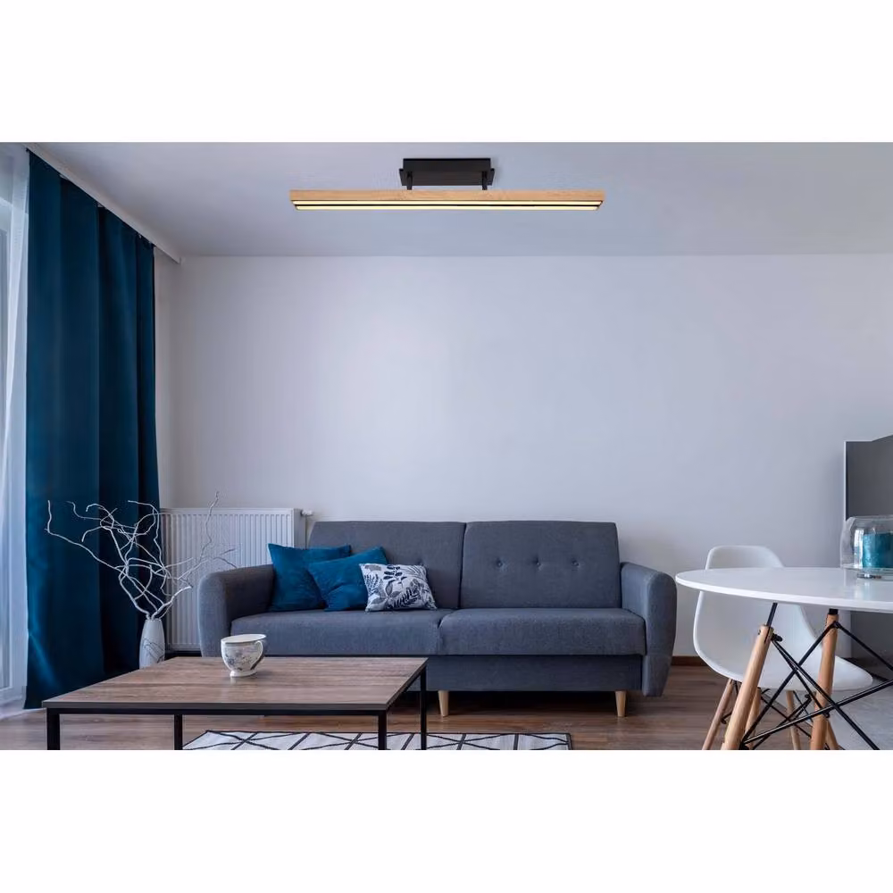 Globo Lighting Netlighting LED Ceiling Light in Black and Wood, Warm White, W 81.5 x D 7.5 x H 14 cm – 4