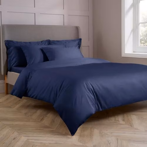 Christy 400 Thread Count Mako Satin Cotton Duvet Cover and Pillowcase Set in Blue, W/D/H: 180 x 200 cm and 50 x 75 cm – 3