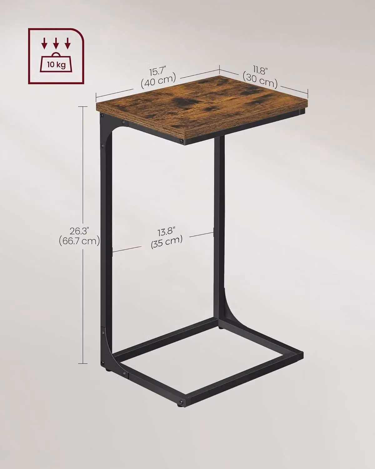 VASAGLE Set of 2 Industrial C-Shaped Side Tables in Brown with Metal and Composite Frames – 2