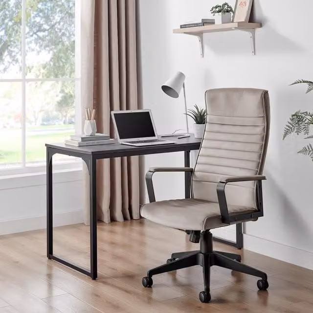 FurnitureboxUK Centro Beige Velvet Reclining Office Chair
