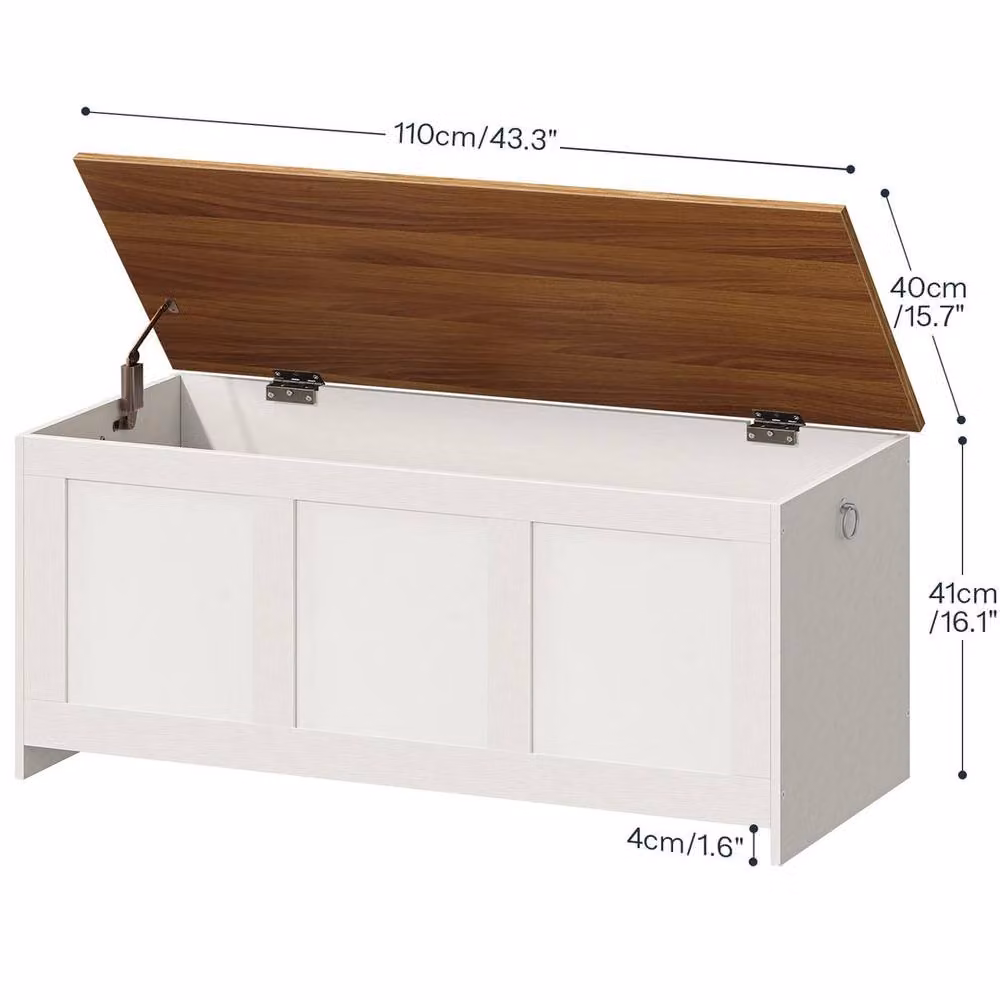 FLAVORA Retro Wooden Storage Bench Chest in White – 2