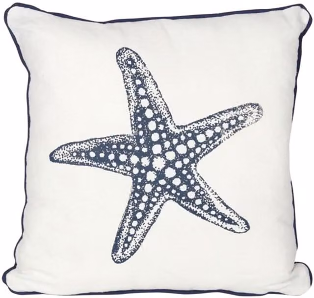 KDMK Nautical Starfish Square Cushion, White and Blue, 35 x 35 cm