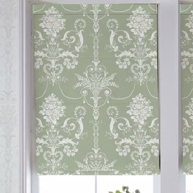 Laura Ashley Josette Made to Measure Blackout Roman Blind in Fresh Green Floral Design