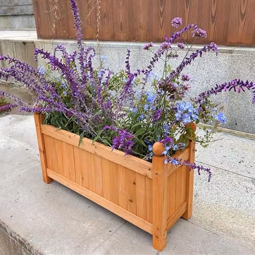 Gr8 Garden Wooden Rectangular Planter in Brown, W/D/H: 60.0 x 34.0 x 20.0 cm – 3