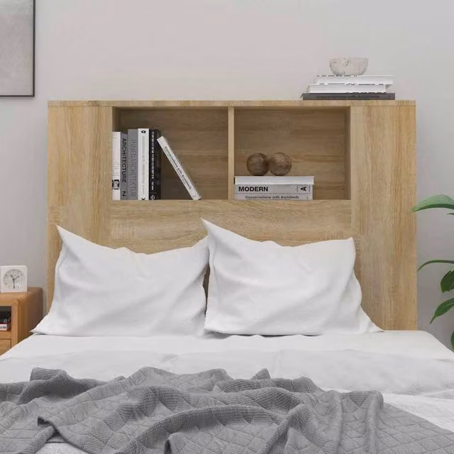 Berkfield Home Sonoma Oak Headboard Cabinet in Brown, W: 100 cm, D: 18.5 cm, H: 104.5 cm – 1