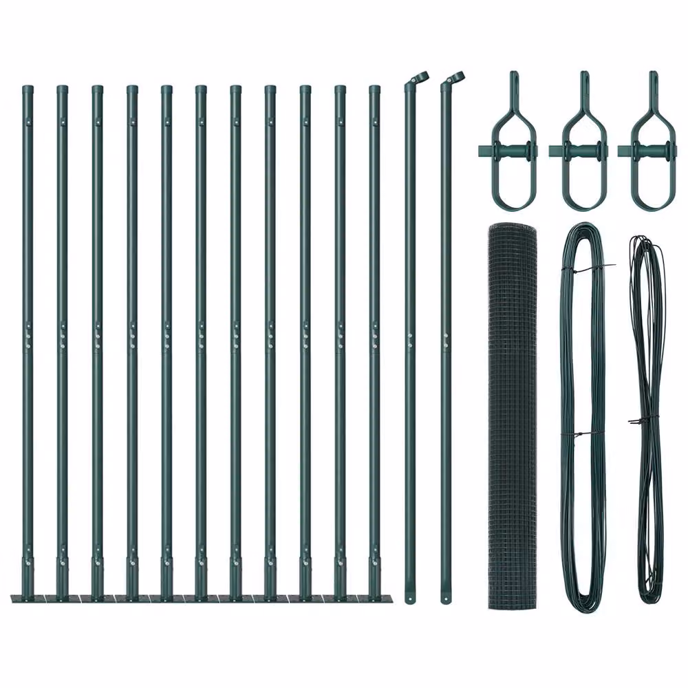 Berkfield Home Green Steel and PVC Round Mesh Fence Post Set of 2, H: 1 m, W: 25 cm – 2