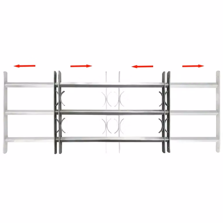 Berkfield Home Adjustable Steel Security Window Grille with 3 Crossbars, Silver, Width: 700-1050 mm