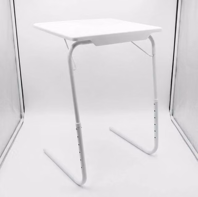 PAWNORA Height Adjustable Bed Desk Study Table with Tilting Top in White