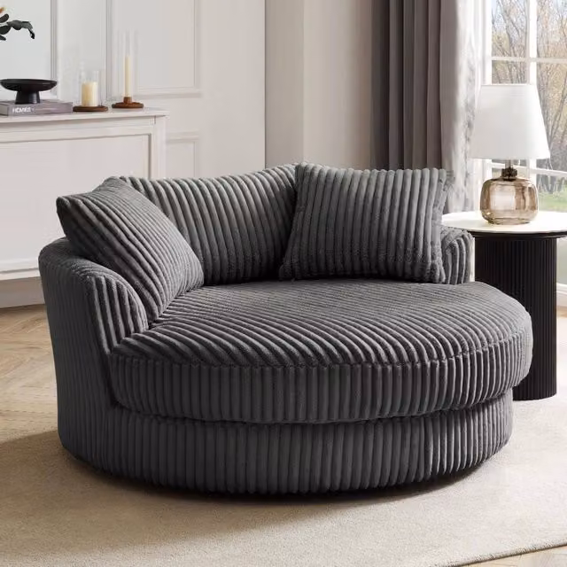Home Detail Sky Corduroy Swivel Loveseat in Dark Grey – 2