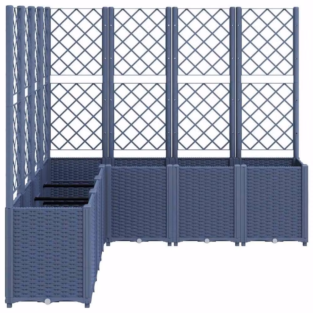 Berkfield Home Garden Planter with Trellis in Blue and Grey, W: 160 cm, D: 160 cm, H: 140 cm – 3