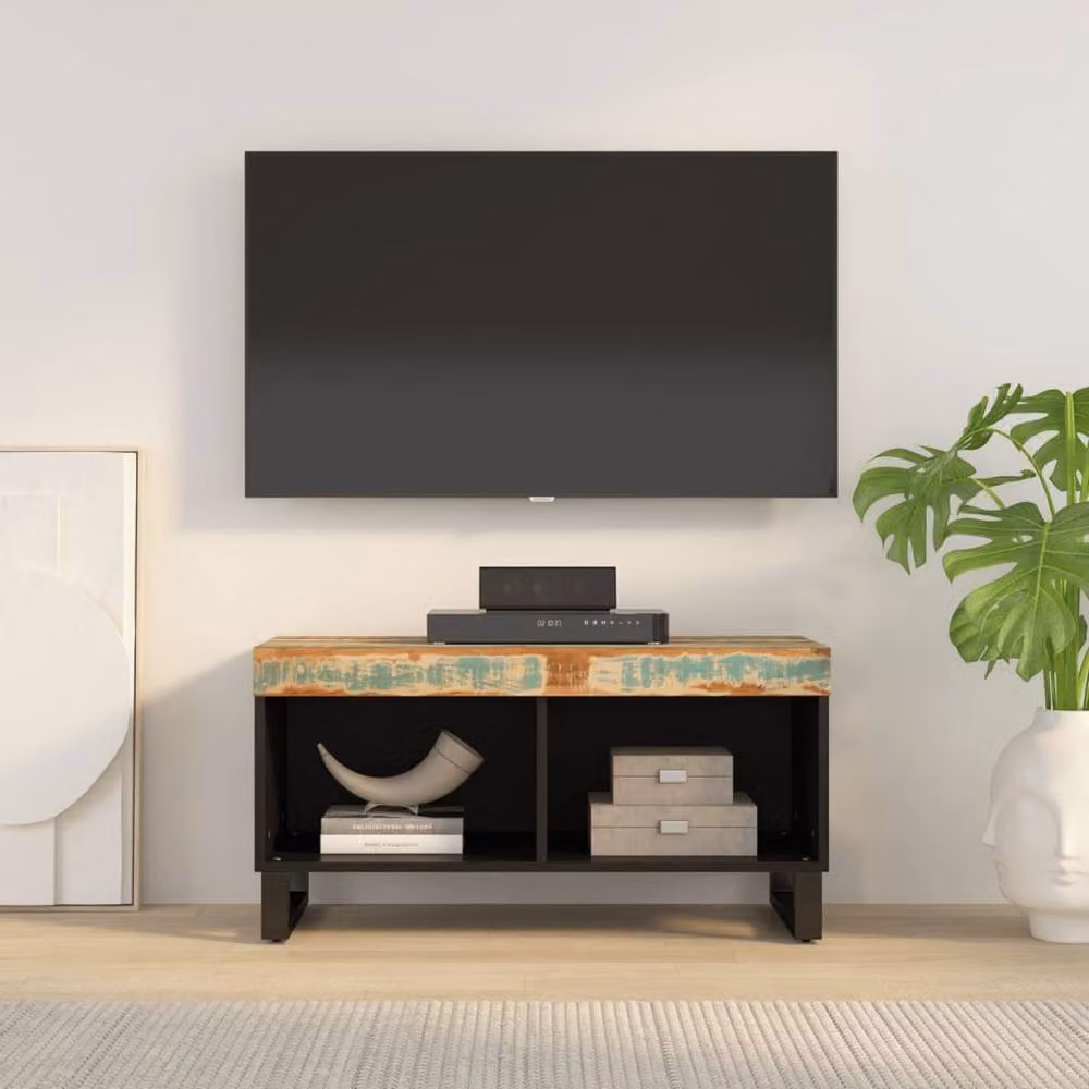 Berkfield Home Industrial TV Cabinet in Multicolour Reclaimed Wood and Metal, W/D/H: 85 x 33 x 43.5 cm – 2