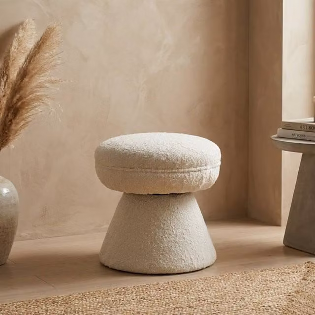 Garden Greatness Edouard Natural Boucle Stool in Brown