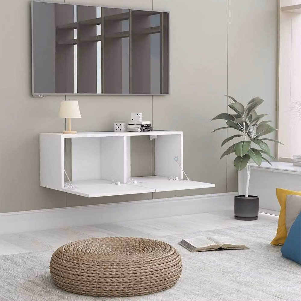 Berkfield Home White Wall Mounted TV Cabinet with Hinged Doors, W/D/H: 80 x 30 x 30 cm – 2