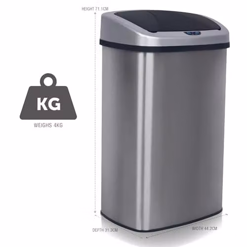 NETTA 70L Automatic Motion Sensor Kitchen Bin in Silver Brushed Stainless Steel, W/D/H: 44.2 x 31.3 x 71.1 cm – 7