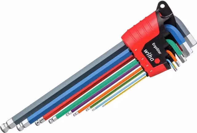 Wiha Ergostar Multicolour Hex Ball End L-key Set, 9 Piece Chrome Vanadium Steel – 1