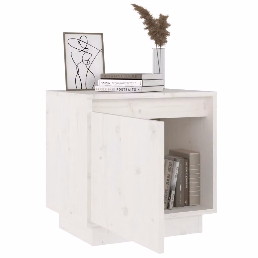 Berkfield Home White Solid Wood Pine Bedside Cabinet W/D/H: 40 x 30 x 40 cm – 2