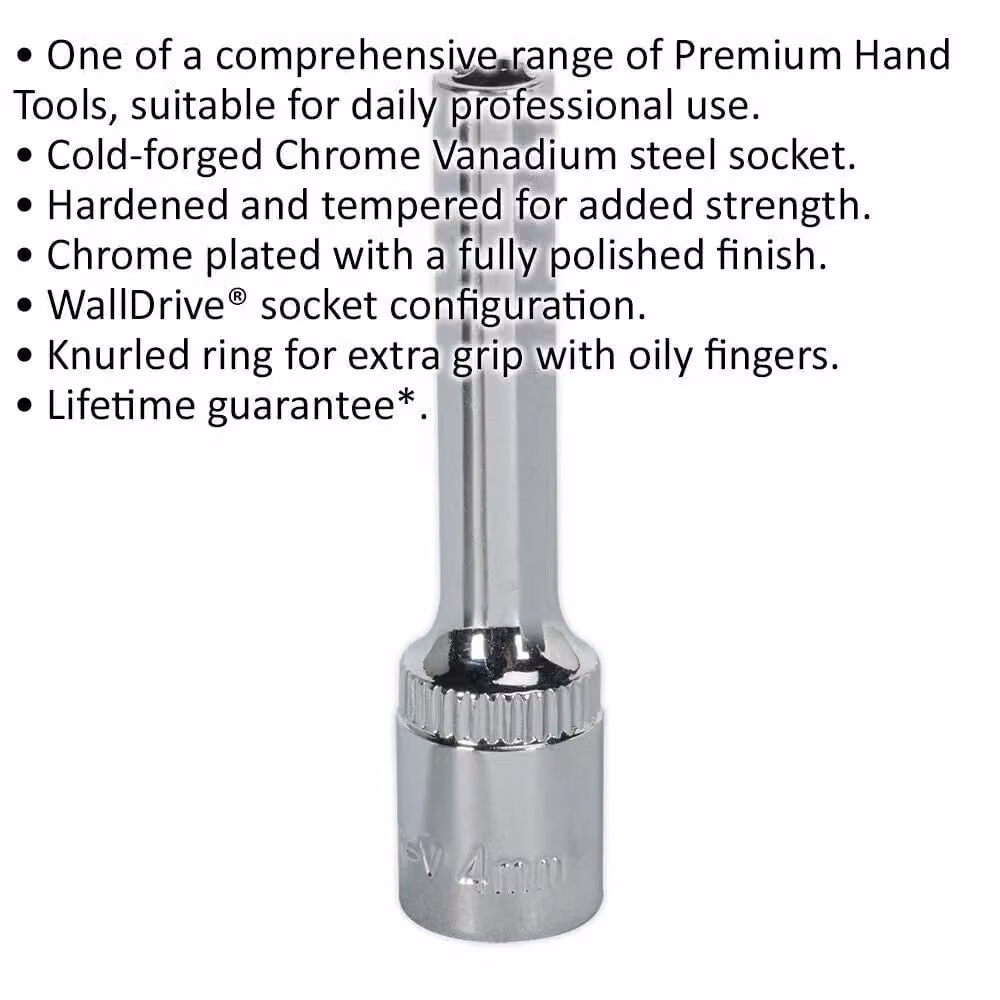 Loops 4mm Deep Drive Socket 1/4 inch Square Drive Forged Chrome Vanadium Steel in Silver – 2