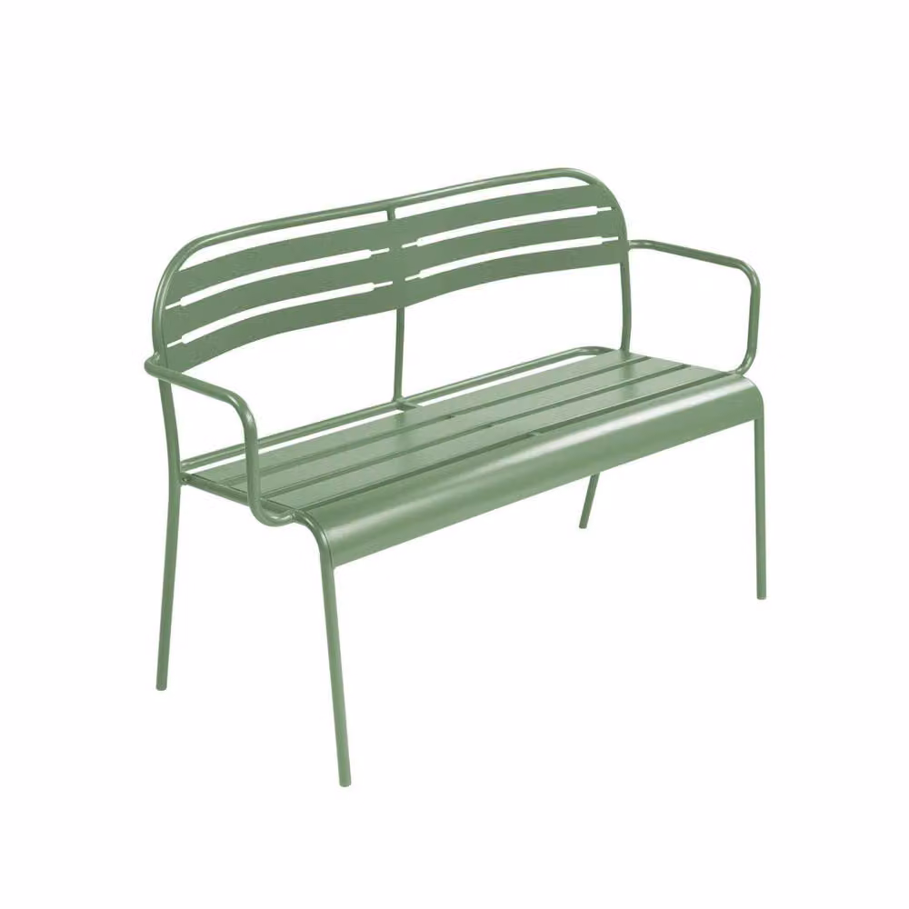 sweeek 2-Seater Outdoor Steel Garden Bench in Matt Green, W/D/H: 118 x 52 x 80 cm – 2