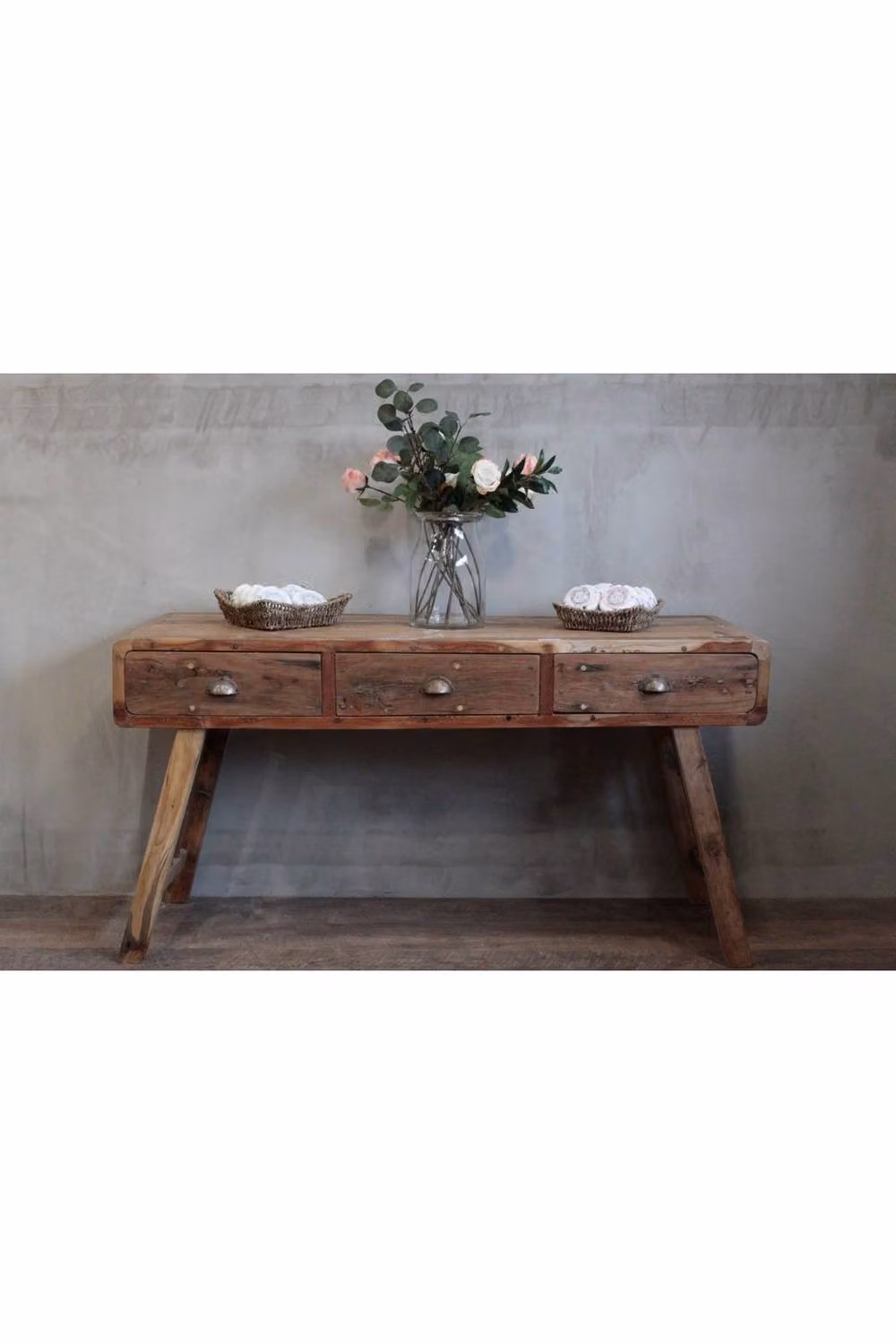 KDMD Handmade Rustic Teak Console Table in Brown, W/D/H: 150 x 80 x 45 cm – 2