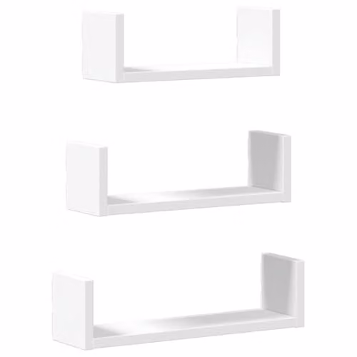 vidaXL Set of 3 White MDF Wall Mounted Shelves