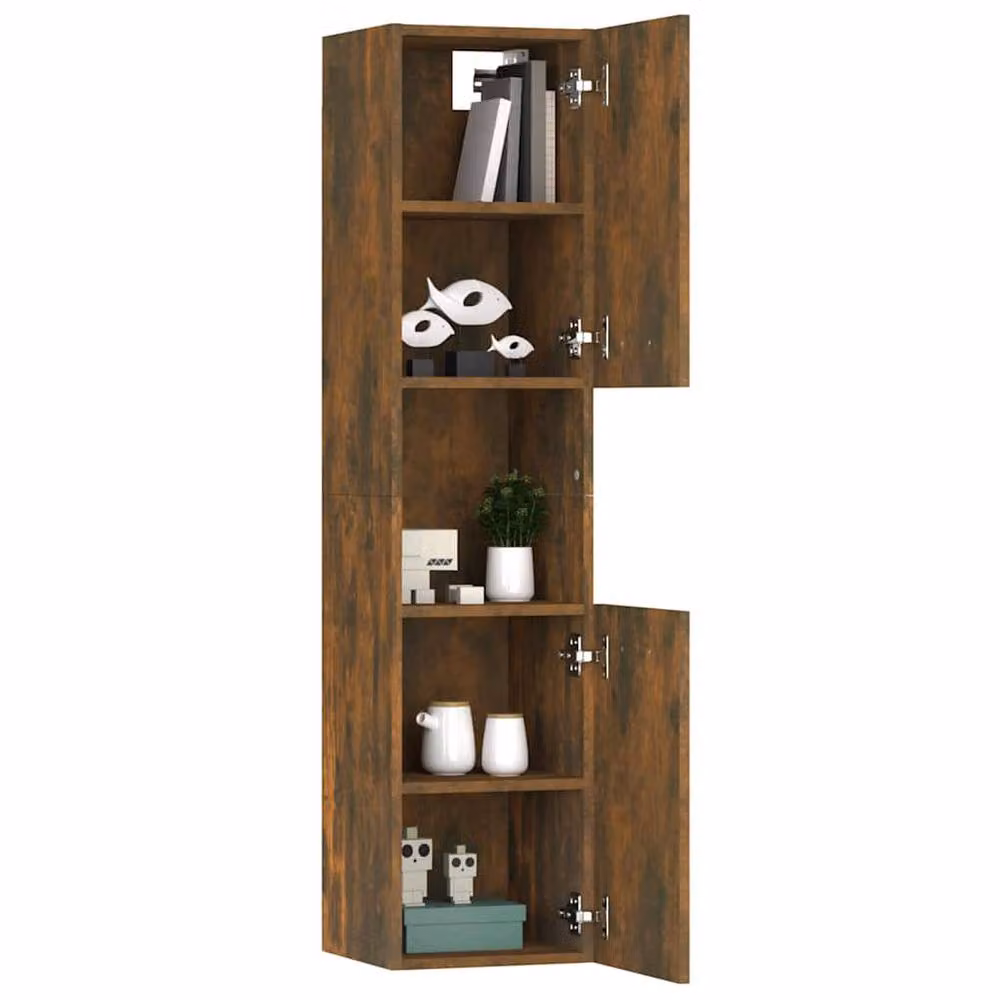 Berkfield Home Modern Bathroom Cabinet in Smoked Oak Brown, W/D/H: 30 x 30 x 130 cm – 2