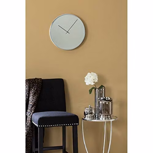 Premier Housewares Baillie Round Analog Wall Clock in Silver and Black with Chrome and Mirror Finish, Diameter: 40 cm – 3