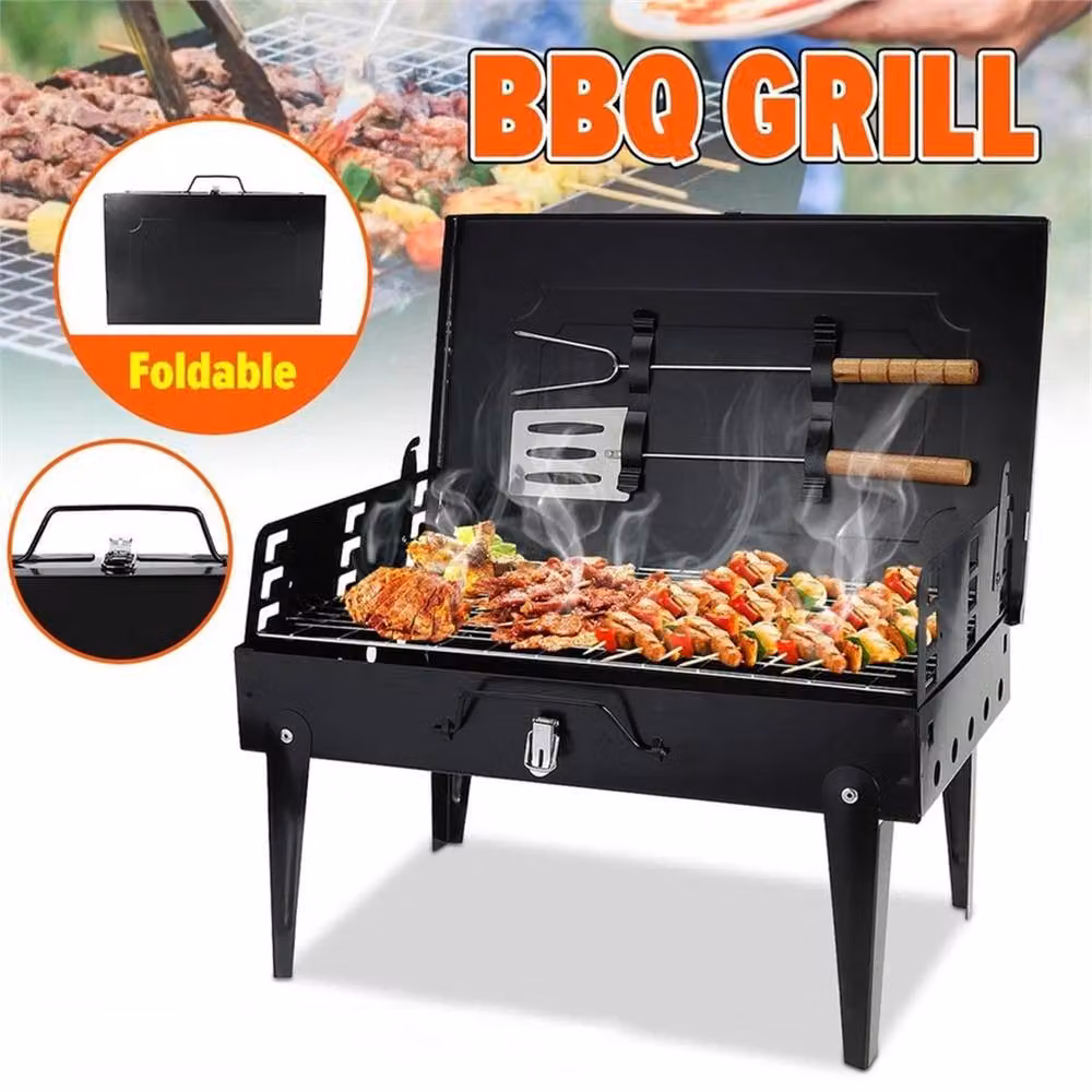 EONLION Portable Folding Charcoal Barbecue Grill, Black, W: 100 cm, D: 46.5 cm – 4