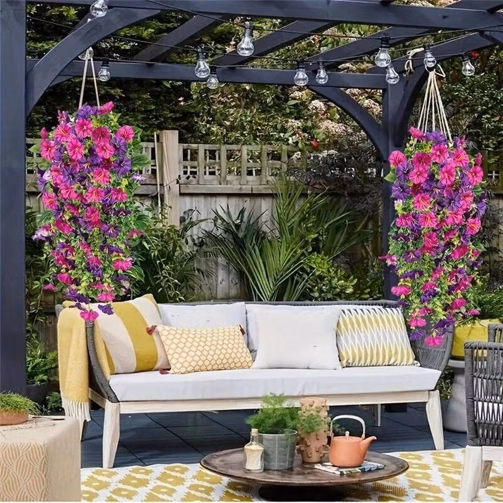 SPETLEK 2-Piece Multicolour Silk Hanging Basket Plants with Mixed Floral Design, W/D/H: 100 x 15 x 15 cm – 4