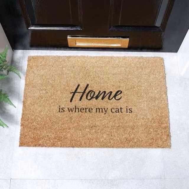 Artsy Mats Home Is Where My Cat Is Coir Doormat, Brown, W: 60 cm, D: 40 cm