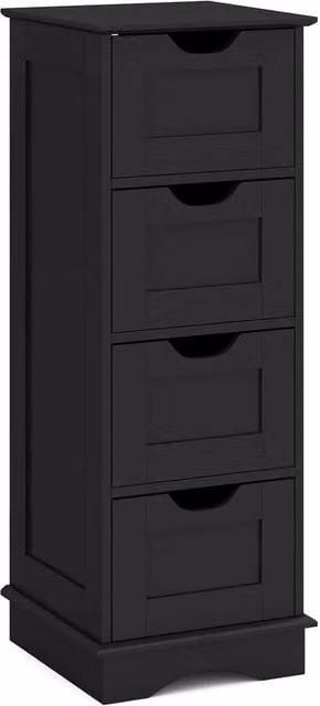 VOGREX Black Matt Freestanding Narrow Bathroom Storage Cabinet – 1