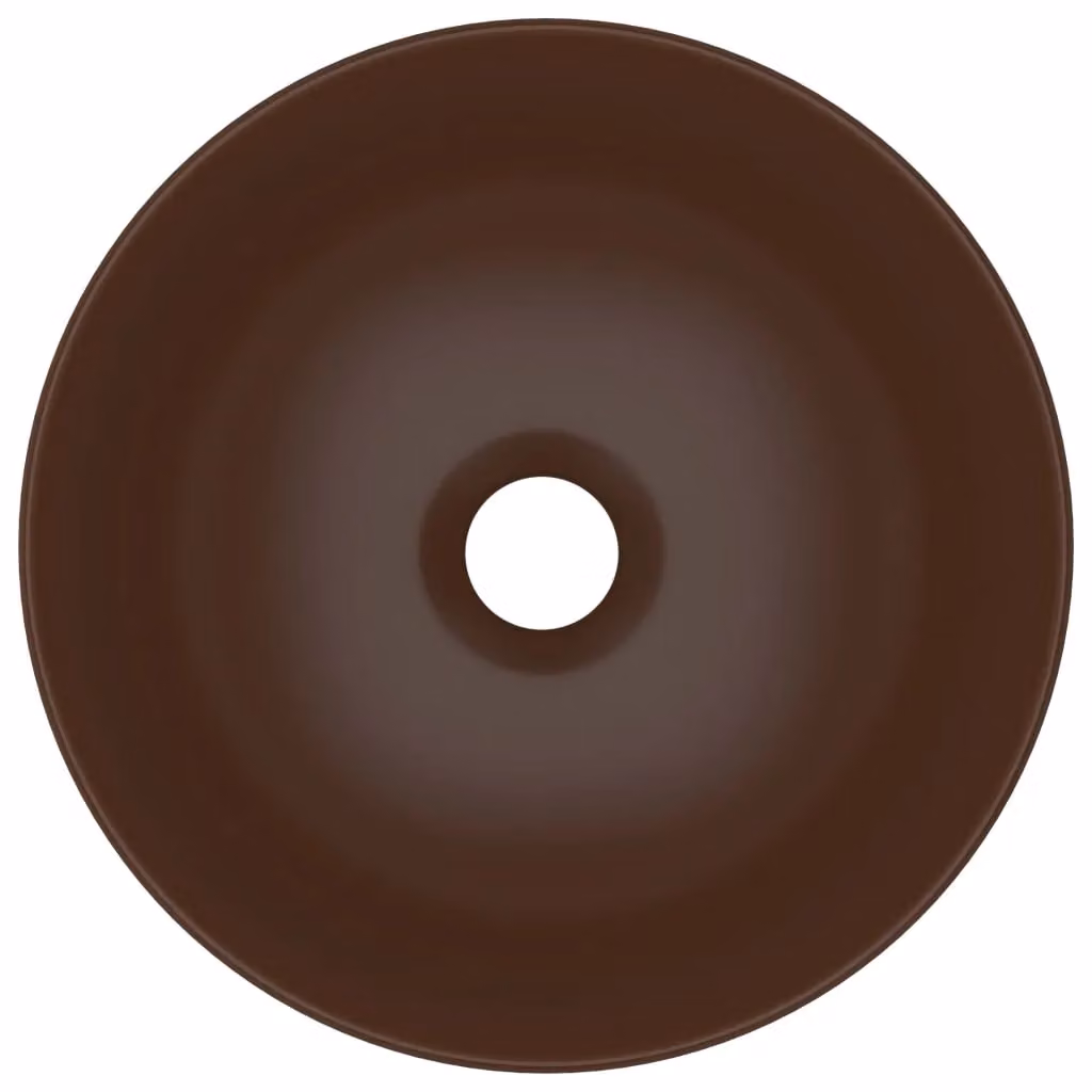 Berkfield Home Round Ceramic Countertop Bathroom Sink in Dark Brown – 3