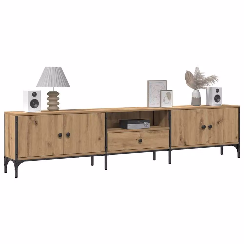Berkfield Home Artisan Oak TV Cabinet with Drawer in Brown, W: 200 cm, D: 44 cm, H: 25 cm – 3