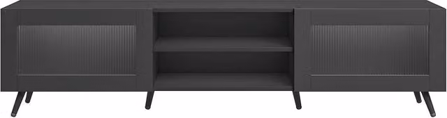 KEEPREAPER Modern Black TV Stand with Acrylic Doors for 32-70 Inch TVs