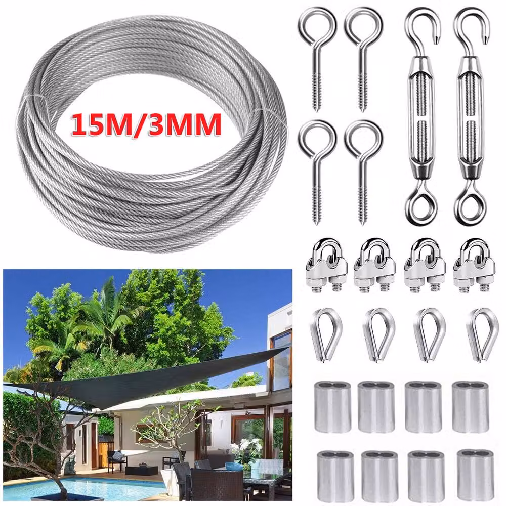 Nordara Garden Wire Rope Kit with Turnbuckle Tensioner for Climbing Plant Support in Metallic Silver – 2