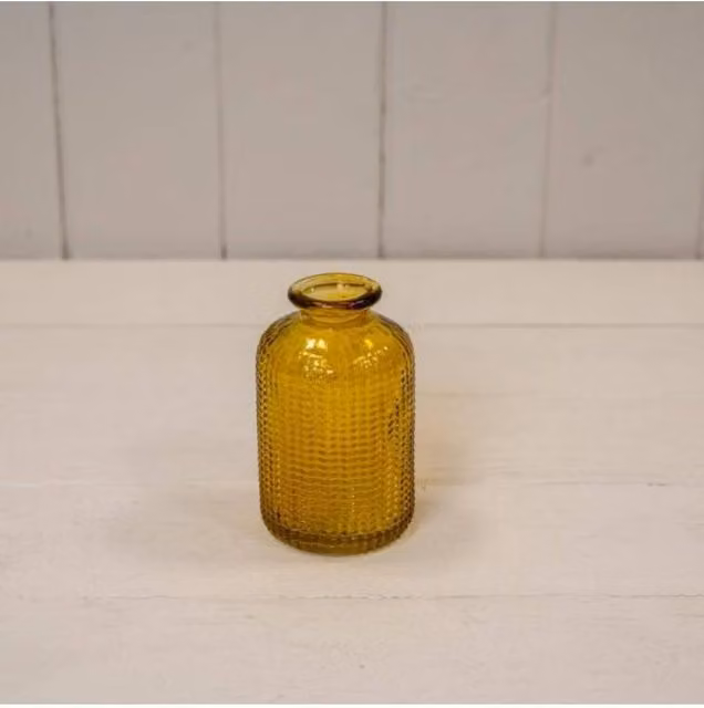 KDMD Yellow Dimpled Glass Tabletop Bottle