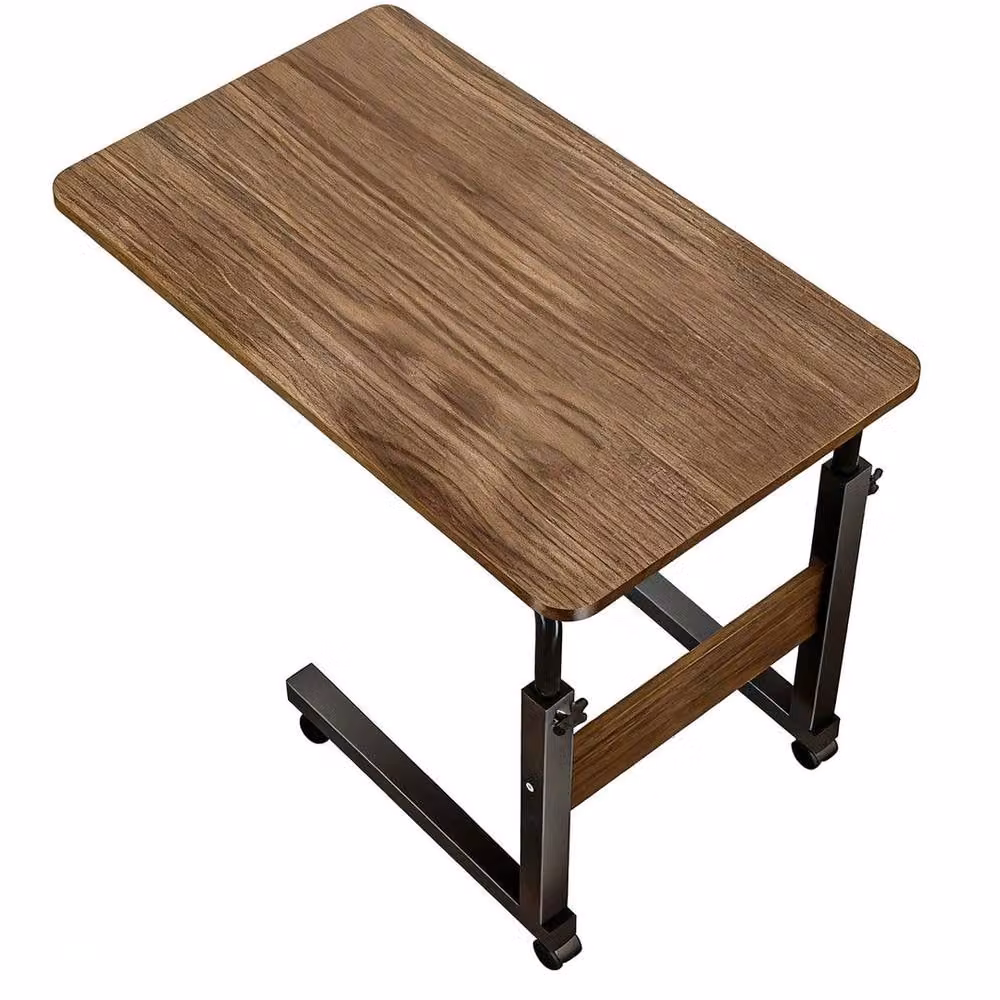 KORVIXA Adjustable-Height Overbed Dining Tray Table and Mobility Writing Desk in Brown, W/D/H: 100 x 100 cm – 2