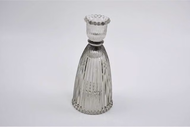 KDMD Smokey Brown Transparent Glass Taper Candle Holder for Tabletop