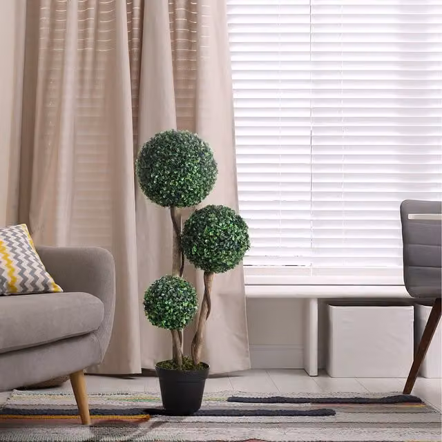 HOMCOM Round Artificial Topiary Ball Tree in Green