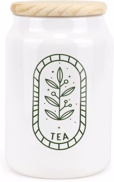 Purely Home Boho Minimalism Ceramic Tea Storage Canister in White
