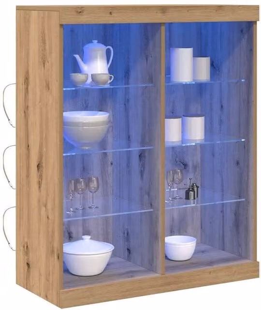 Berkfield Home Artisan Oak Sideboard with Integrated LED Lights in Brown, W/D/H: 41 x 37 x 100 cm